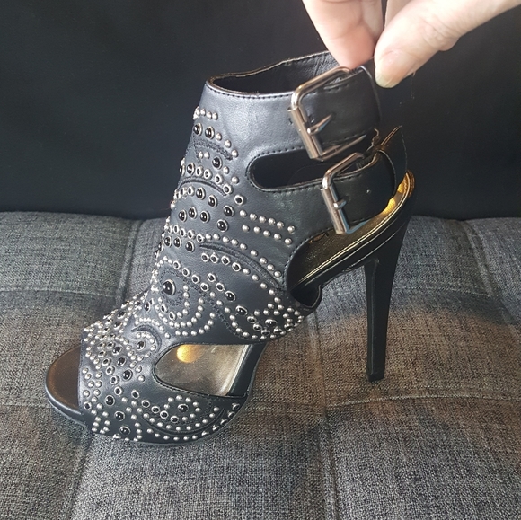 Bebe Black Studded 4.5" Heels - Picture 1 of 7